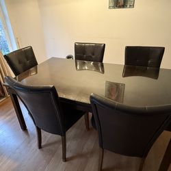 Glass Top Dining Table — Chairs Included (Free)