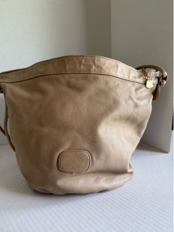 Brio Genuine Leather Vintage Shoulder Bag - Made in Korea - Beige/Taupe - Velvet Lined