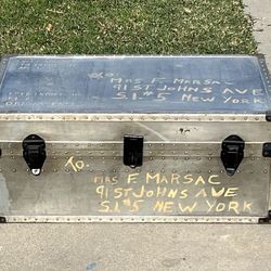 Antique Aluminum Army Foot Locker Chest