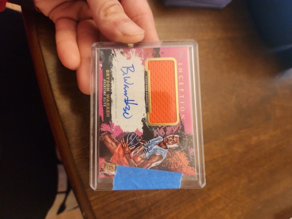 2021 Overtime Elite Inception Autograph Relic Pink Bryson Warren Numbered 92/99 Sp