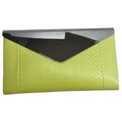 JIMMY CHOO ‘Charlize’ Clutch Handbag Bag Purse Neon Yellow Elaphe Python Leather