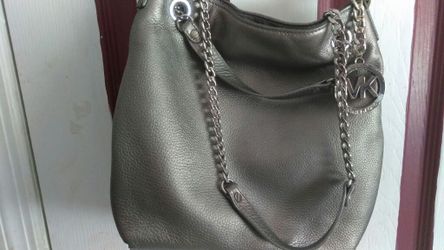 Mk pewter pebbled leather handbag