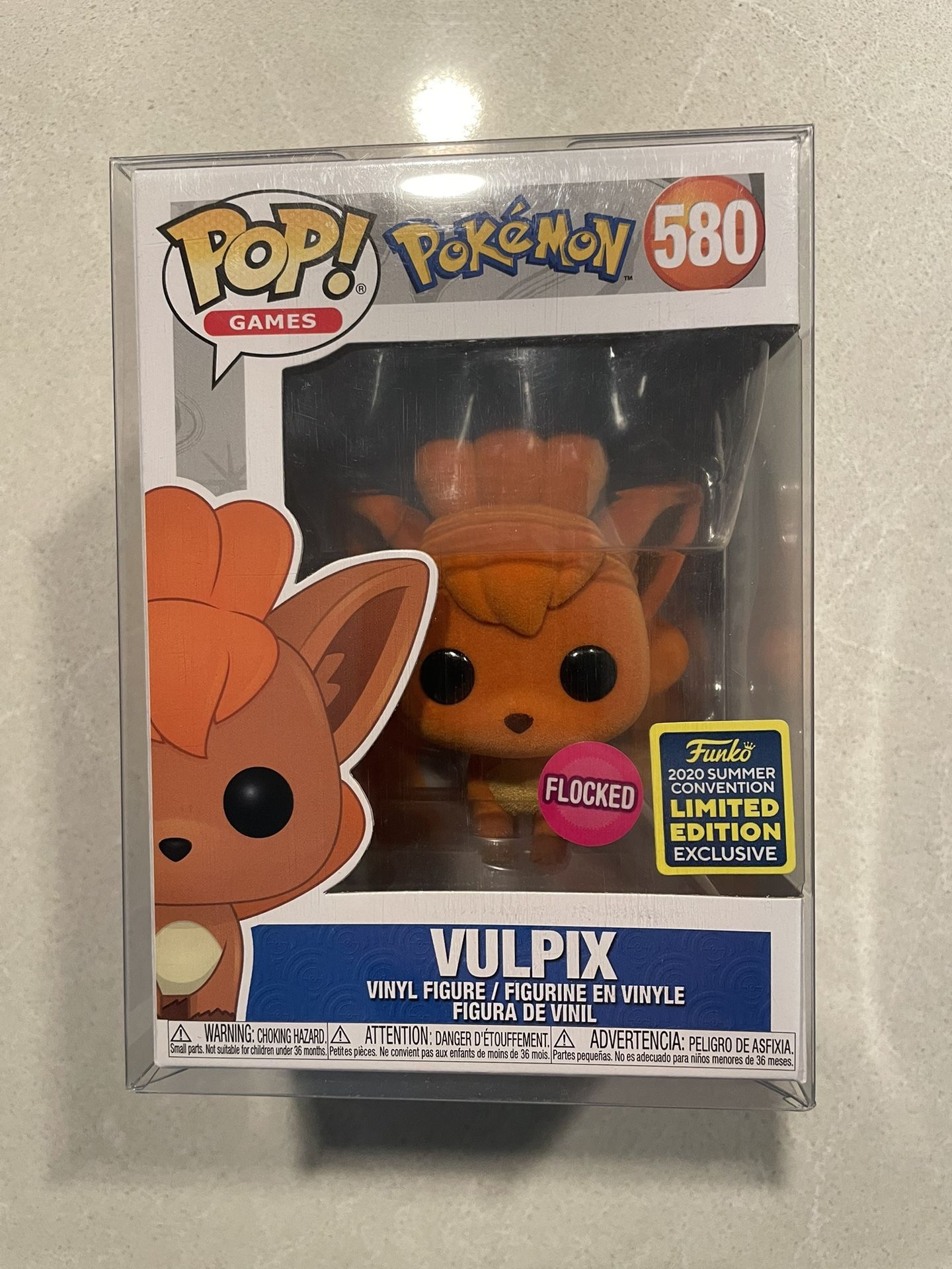 Flocked Vulpix Funko Pop *VAULTED* 2020 SDCC Summer Convention Exclusive Pokemon 580 Protector Games Ninetails