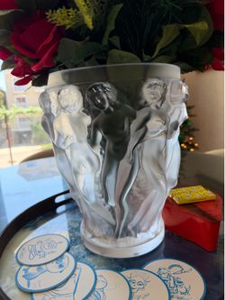 Authentic Lalique France Bacchantes Frosted Crystal Vase – Large