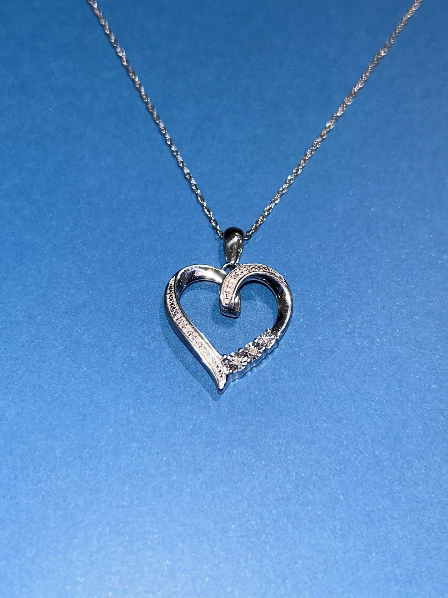 Sterling Silver Diamond Heart Necklace
