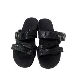 Vionic Black Rest Skylar Adjustable Strappy Orthotic Comfort Slide Sandals