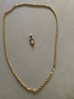10K Gold Rope Chain 12g + Diamond Pendant – $1,000 OBO