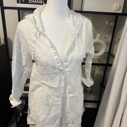 Linen white dress with hood