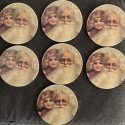 Vintage Christmas Holiday Cork Coasters