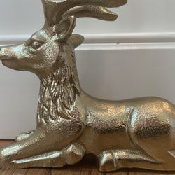 Vintage Sitting Deer 8.5" Metallic Statue Decor. Condition is pre owned and is overall in very solid and respectable shape. It appears the deer is ver