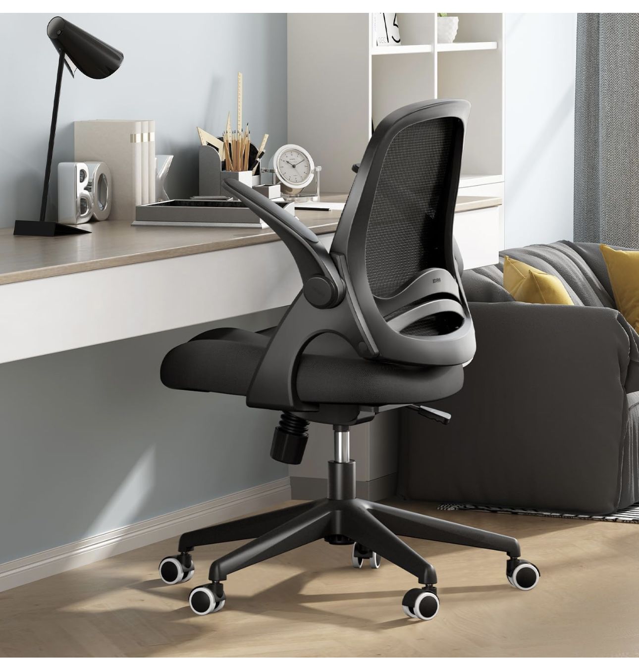 Was 130$ Hbada Office Home Chair Desk Stool Flip-Up Armrests Saddle Cushion Ergonomic Swivel Mesh 