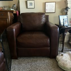 Thomasville Leather Chair and Ottoman