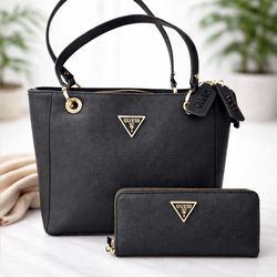 GUESS Black Purse + Matching Wallet Set (Like New)