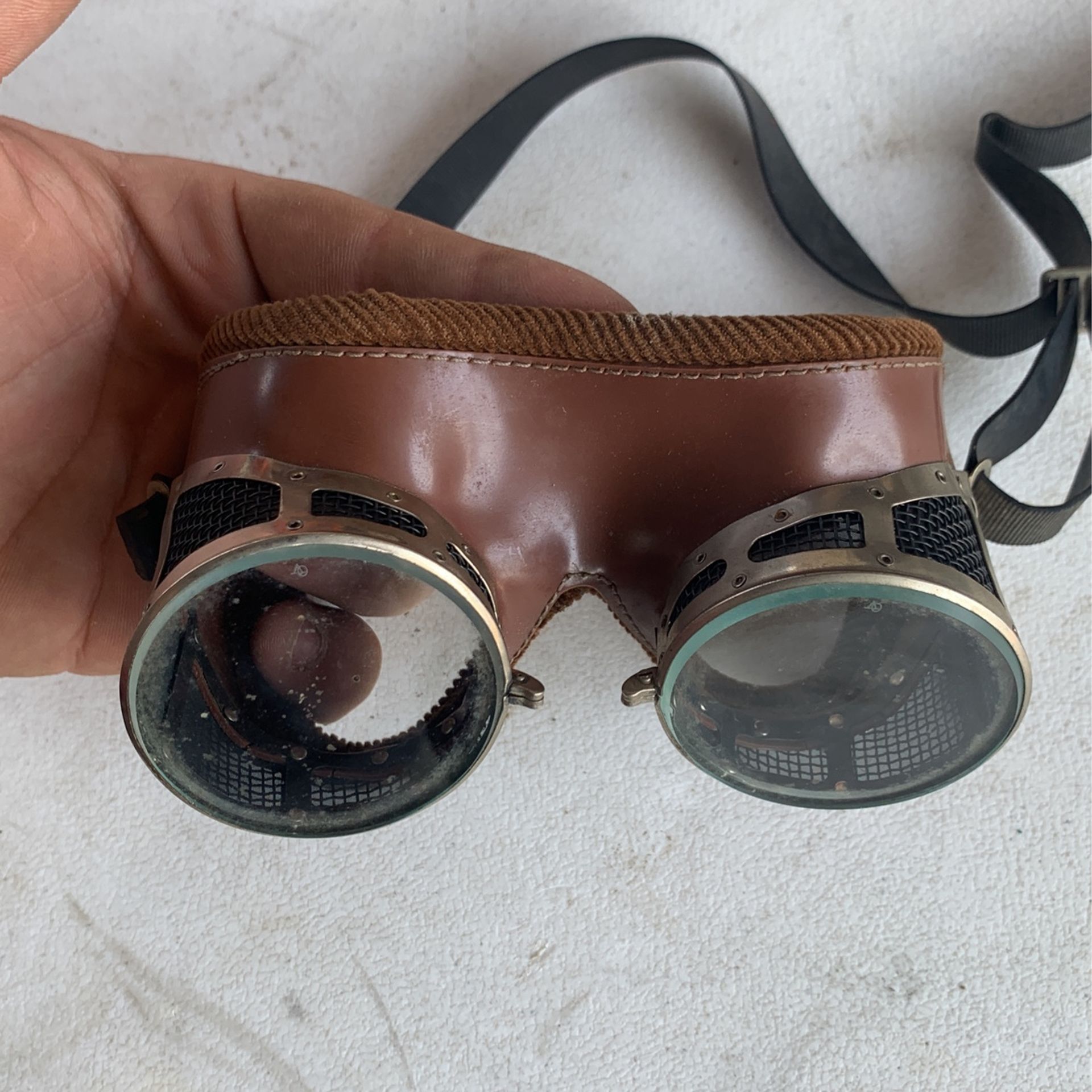 National Foundry NFA Antique Goggles w/Mesh Sides Very Rare Vintage Pilot/Cycle