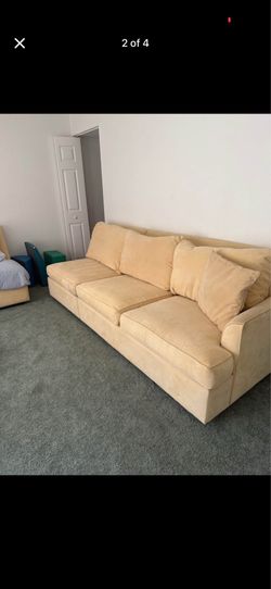 Two piece sofa, butternut yellow