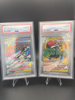 100% Authentic Pokemon Ascended Heroes Mega Lucario ex and Mega Gardevoir ex Sequential Set PSA 10