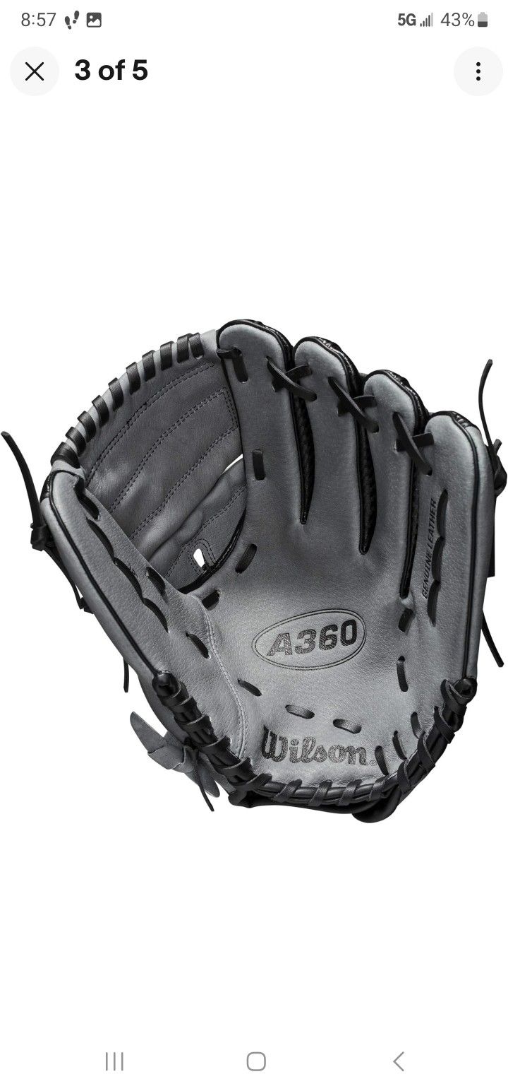 Brand New Wilson A360 Baseball Glove Black Grey Size 12"