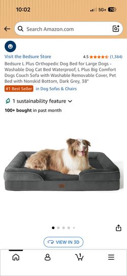 Bedsure L Plus Orthopedic Dog Bed for Large Dogs - Washable Dog Cat Bed Waterproof, L Plus Big Comfo
