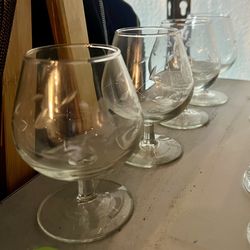 Princess House Heritage pattern crystal brandy snifter glasses. 