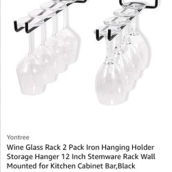 Set Of 2 Wine Glass Holder Rack