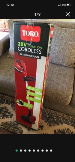 Brand New Toro Energy Smart Lightweight Yet Powerful 20v Max Lithium Ion Cordless 12” Trimmer &edger Model 51484