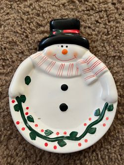 Christmas Snowman Dish / Christmas Dish / Candy Dish