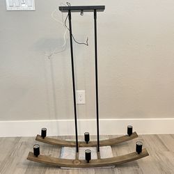 Kira Home 6-Light Rustic Farmhouse Kitchen Island Light Fixture – Wood & Black