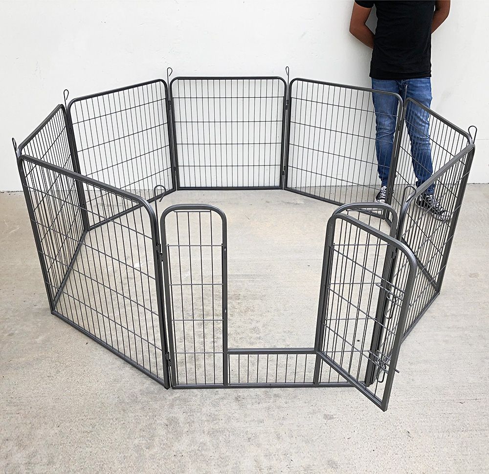 New In Box $80 Heavy Duty 8 Panel Dog Playpen Each Panel 32” Tall X 32” Wide Pet Exercise Fence Crate Kennel Gate
