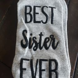 New Sisters Gifts Birthday Gift, Etc. "BEST Sister EVER" Grey Bootie Socks