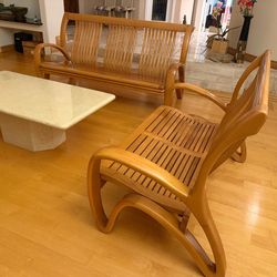 Wood Sofa Set - Sculptural Design