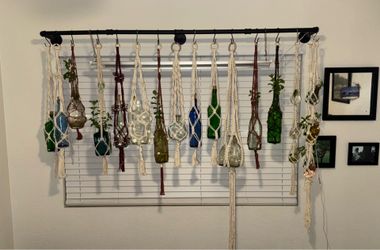 Handmade Macramé Hanger with Glass Bottle Planter and Starter Plant– (Prices vary PER Hanger) 🌱
