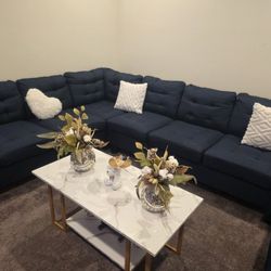 Sofa With Coffee Table And Round Side Table