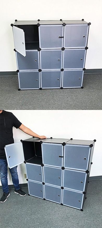 (New in box) $35 Plastic Storage 9-Cube DYI Shelf with Door Clothing Wardobe 43”x14”x43”