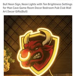 Bull  neon, sign, W 10 brightness settings
