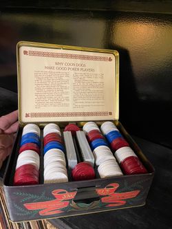 Old Jack Daniel’s poker set with tin.