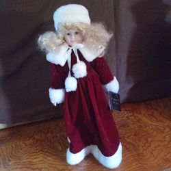 House of Lloyd Porcelain Doll – Holiday/Winter Dress – Collector Doll