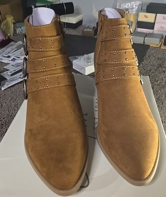 Brown Faux Suede Booties