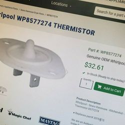 Whirlpool THERMISTOR Like New
