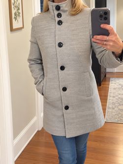 Lands’ End Women’s Gray Tailored Stand Collar Coat Size 6, Worn Once