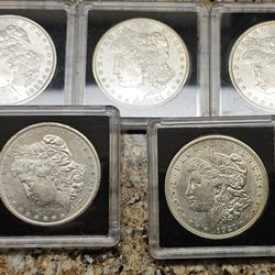 Set Of 5 Morgan Silver Dollars Uncirculated Condition All Mints 1878 Carson City 