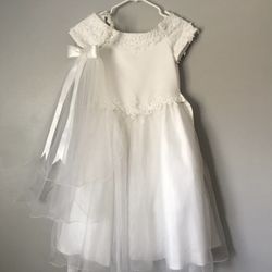 Children’s White Dress with Matching Head Piece 
