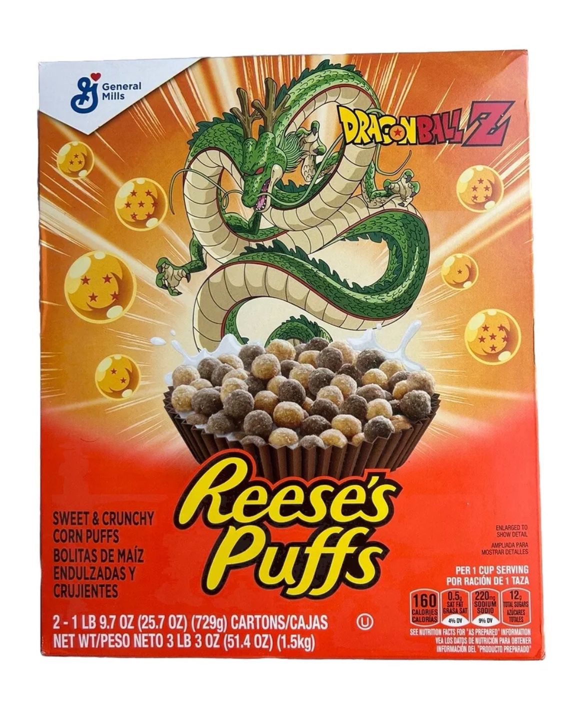 Dragon Ball Z Limited Edition Reese’s Puffs Cereal Shenron Box
