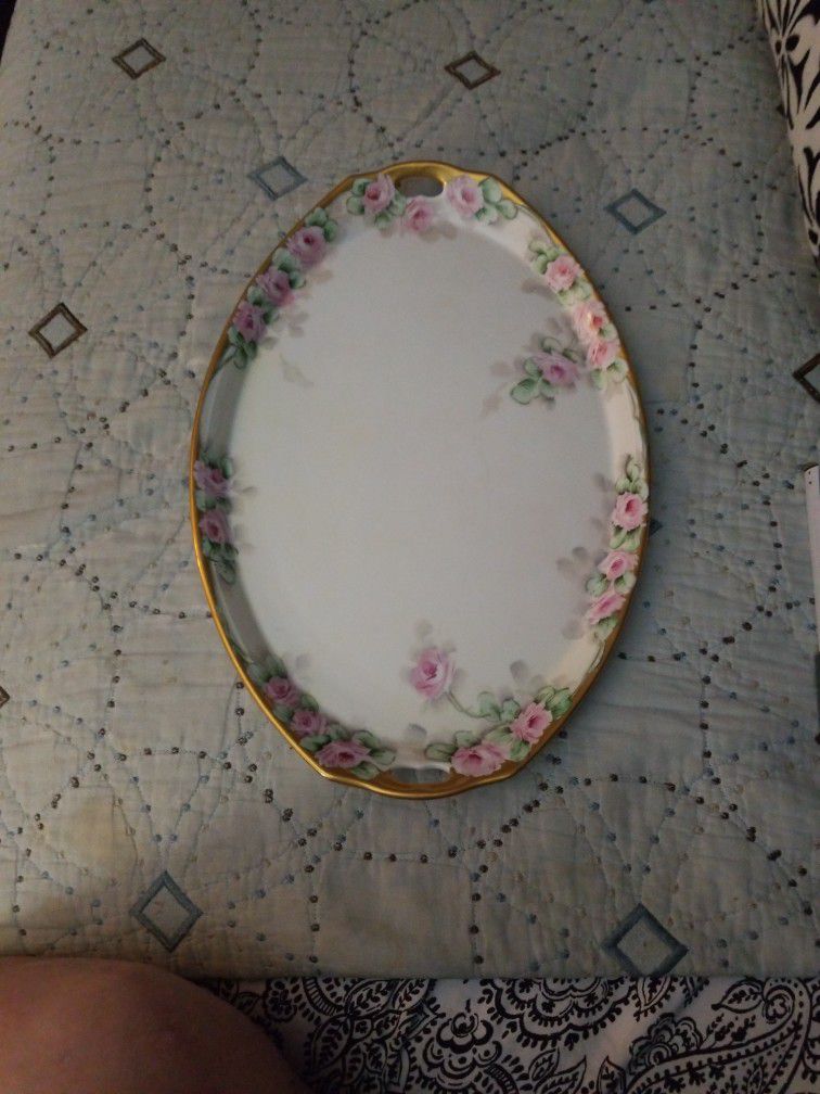 Antique Dresser Tray Floral Motif