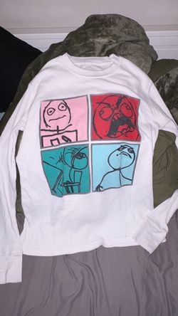 White Meme Graphic Long Sleeve Shirt
