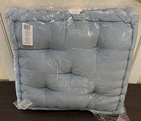 New BHG 24” Corduroy Tufted Square Floor Cushion Pillow Light Blue
