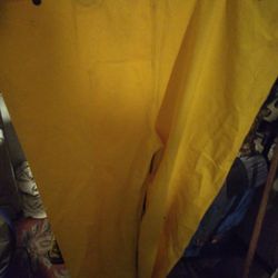 Large ,Yellow Plastic Rain Overall ,Suit,Pants, Used