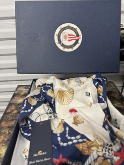 Yacht Club de Monaco Blue Pollack Seashell Scarf with Box