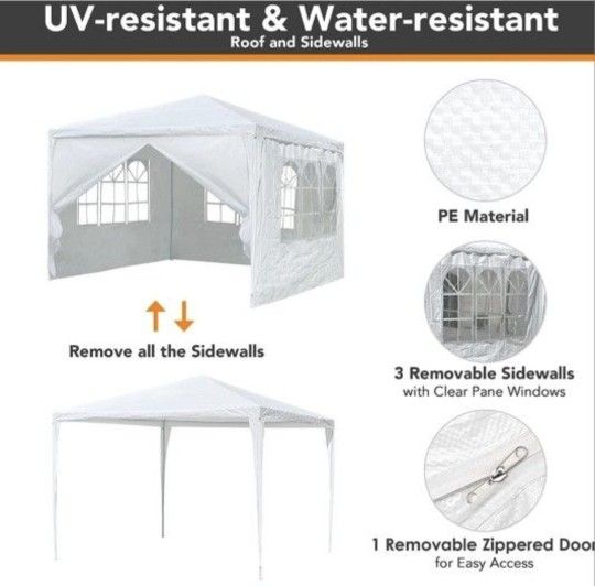 10x10 Pop Up Canopy Tent with Sidewalls and Pockets Easy Pop Up Waterproof Outdoor Canopy with Air Vent and 4Height Adjustable