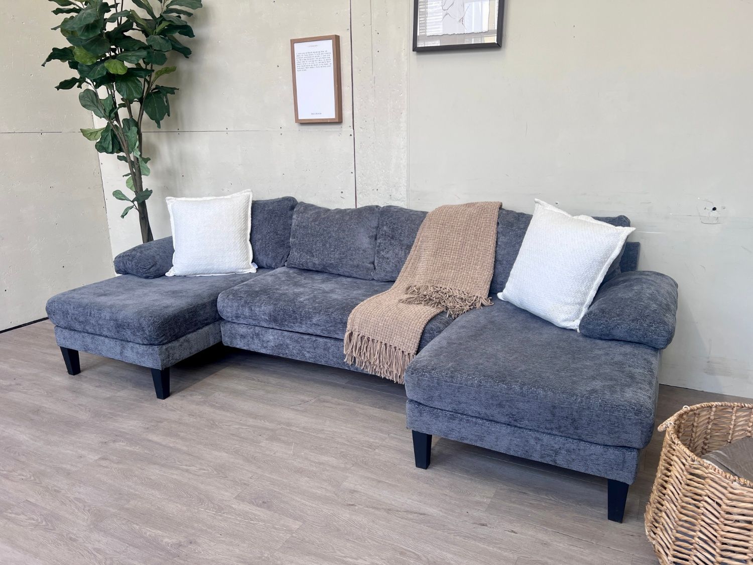 WE DELIVER! 🚚 - Blueish Gray Modern Deep-Seated U Sectional Couch with Chaises