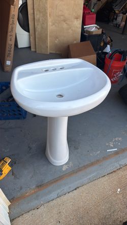 White Ceramic Pedestal Bathroom Sink
